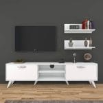 وحدة تليفزيون 30×150 سم –  أبيض مع أرفف جانبية– TV042