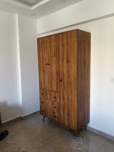 ⁦دولاب ملابس 3 ضلفة 220×120 سم - ابيض بنى - DHL-04⁩ - الصورة ⁦6⁩