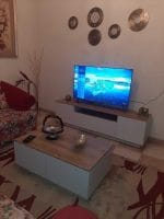 ⁦طقم قطعتين ترابيزة قهوة و ترابيزة تلفزيون 180- أبيض مع بيج - TV06⁩ - الصورة ⁦2⁩