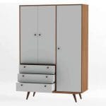 ⁦دولاب ملابس 3 ضلفة 220×120 سم - ابيض بنى - DHL-04⁩ - الصورة ⁦3⁩