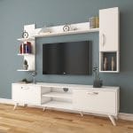 وحدة تليفزيون مع ارفف علوية  30×150 سم – أبيض – TV044