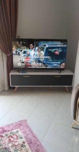 ⁦طقم قطعتين ترابيزة قهوة و ترابيزة تلفزيون 150- أبيض مع رمادى - TV021⁩ - الصورة ⁦2⁩
