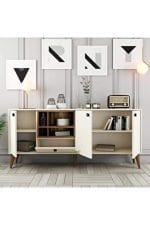 ⁦بوفية 3 دلفة 160× 90 سم – أبيض مع بنى – M-125⁩ - الصورة ⁦2⁩