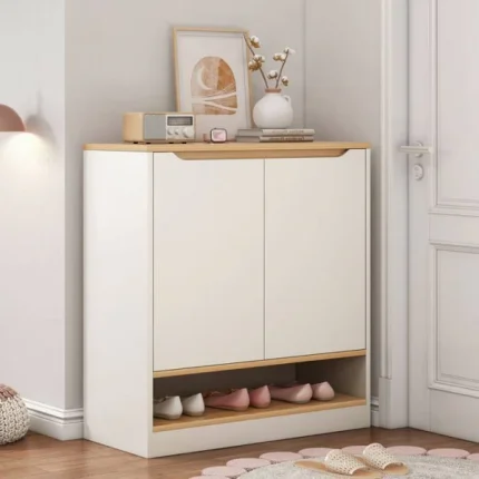 جزامة  2 درفة 120 * 80 أبيض مع خشبي- G-102