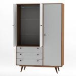 ⁦دولاب ملابس 3 ضلفة 220×120 سم - ابيض بنى - DHL-04⁩ - الصورة ⁦2⁩