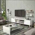 طقم قطعتين ترابيزة قهوة و ترابيزة تلفزيون 180- أبيض - TV03