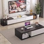 طقم قطعتين ترابيزة قهوة و ترابيزة تلفزيون 240- أبيض مع أسود - TV09