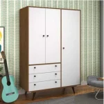 دولاب ملابس 3 ضلفة 220×120 سم - ابيض بنى - DHL-04