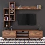 ترابيزة تليفزيون مع أرفف علوية 30×180سم - بني - TV0120