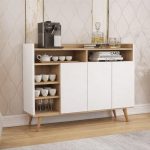 كوفي كورنر 3 درفة ابيض مع خشابي 120×90سم - C - 25